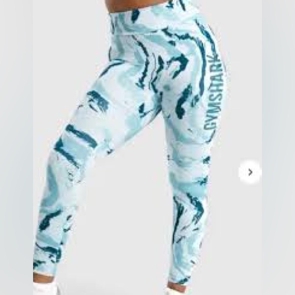2 FOR $25Gymshark Blue Tie Dye Leggings Waist Support Power Gym Butt Scrunch XS - Picture 1 of 7